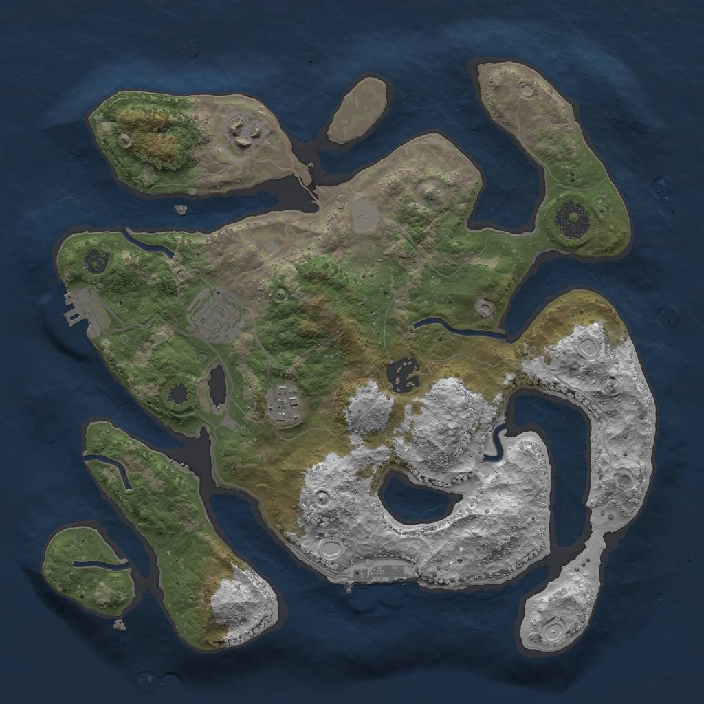 Rust Map: Procedural Map, Size: 3000, Seed: 550300, 11 Monuments