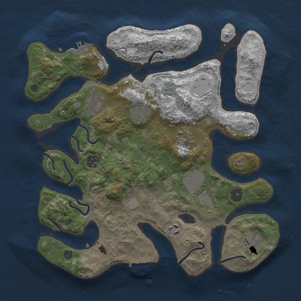 Rust Map: Procedural Map, Size: 3600, Seed: 2094684334, 16 Monuments