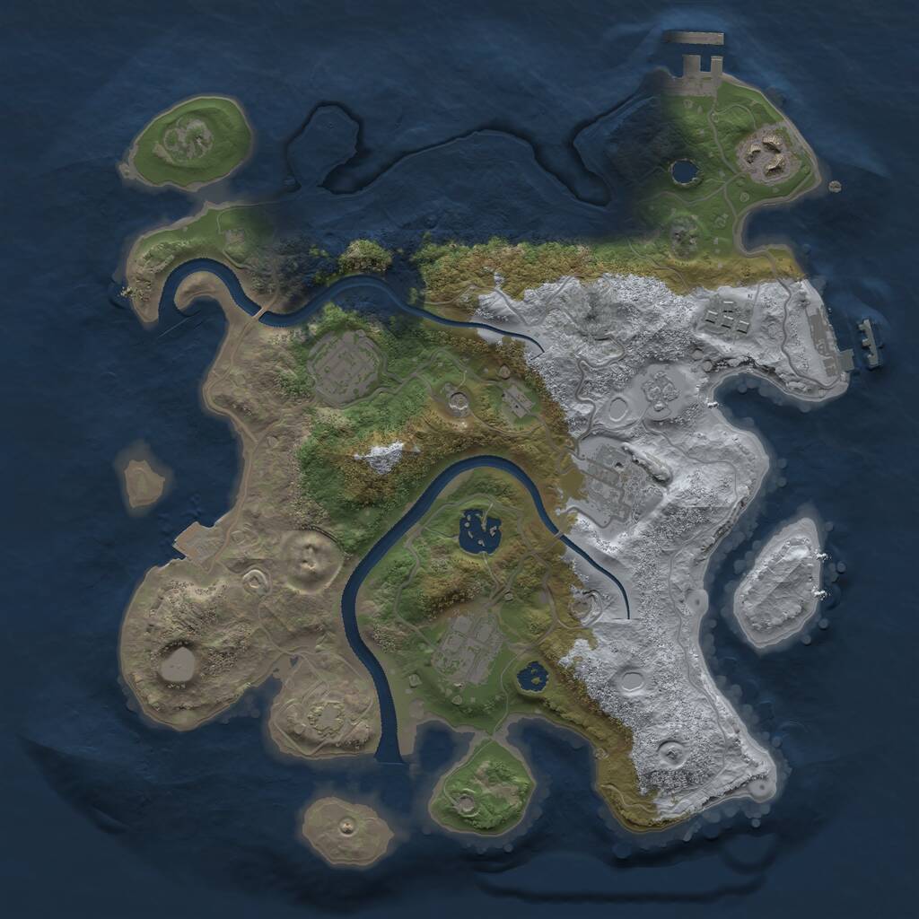 Rust Map: Procedural Map, Size: 3100, Seed: 4115, 12 Monuments