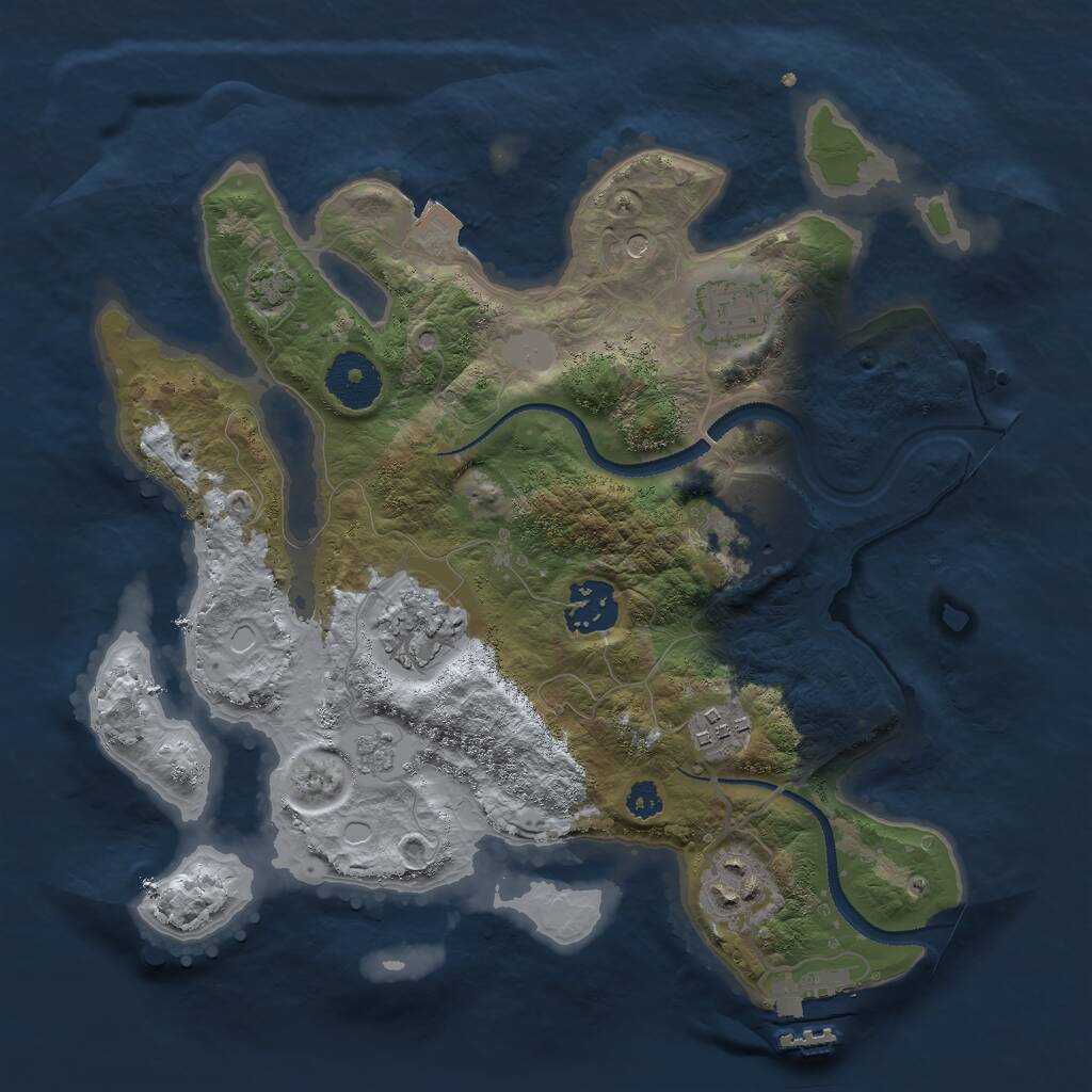 Rust Map: Procedural Map, Size: 3000, Seed: 753678, 11 Monuments