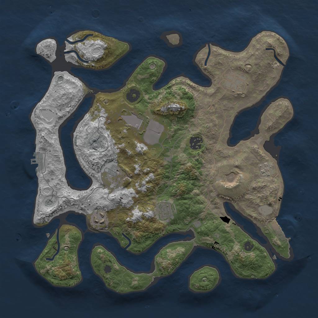 Rust Map: Procedural Map, Size: 3550, Seed: 861156, 16 Monuments