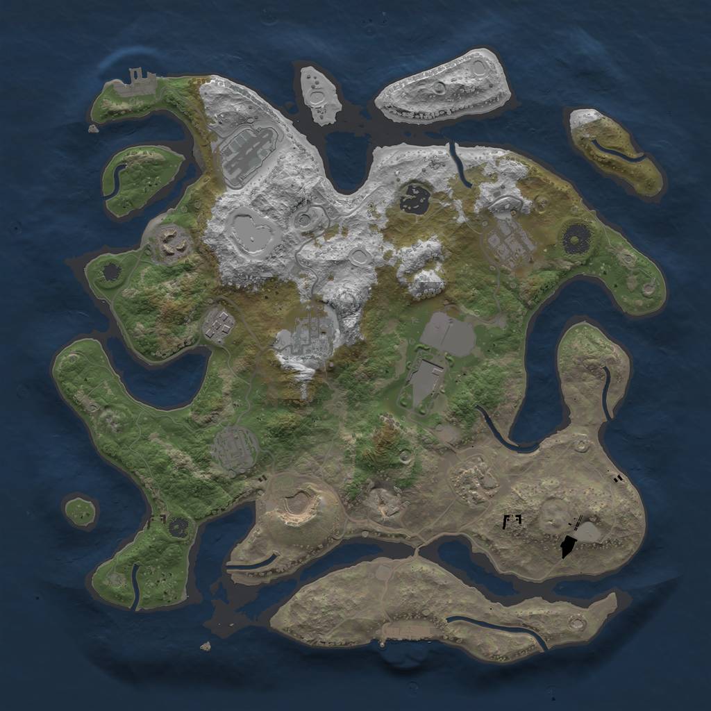 Rust Map: Procedural Map, Size: 3600, Seed: 1408199942, 18 Monuments
