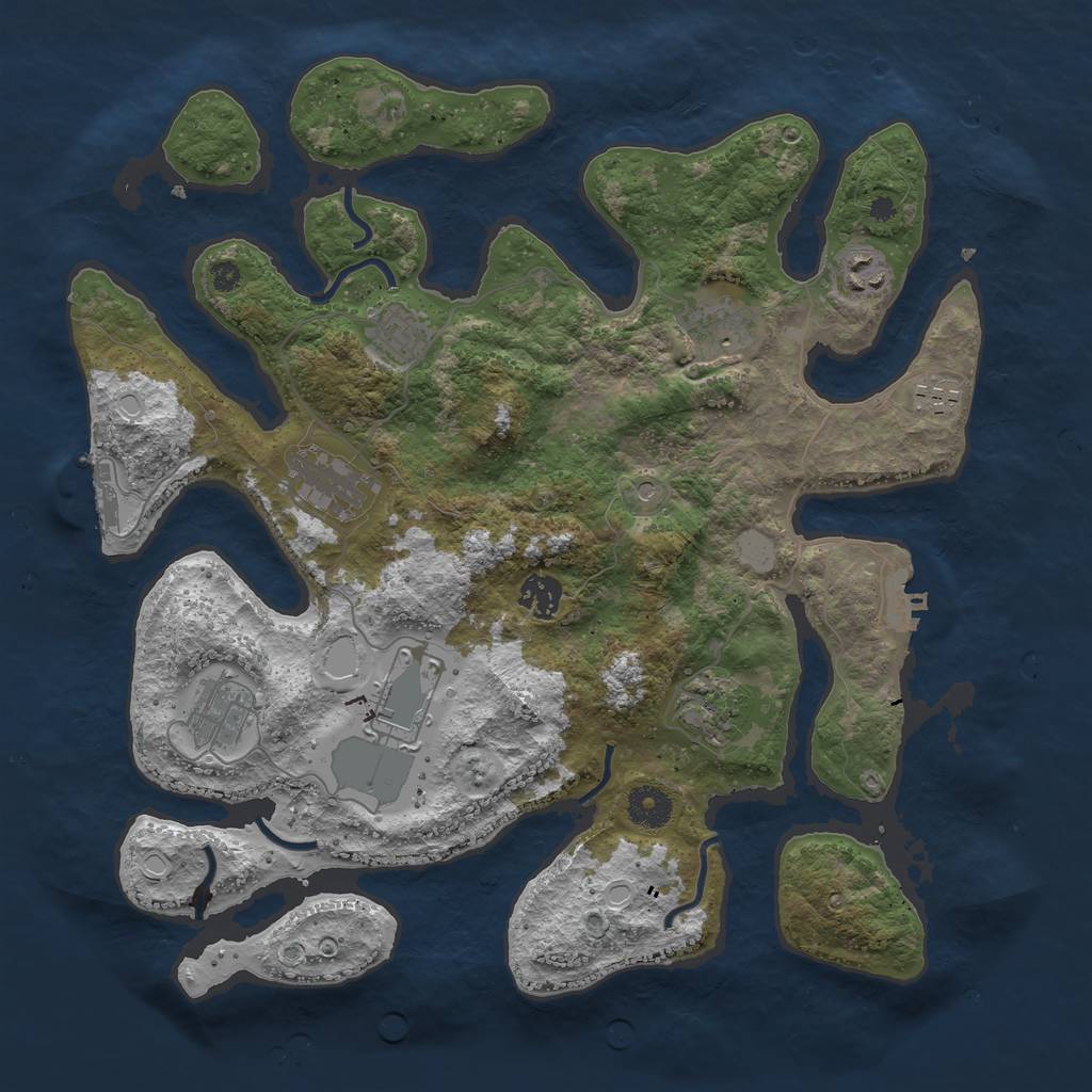 Rust Map: Procedural Map, Size: 3750, Seed: 1570033045, 17 Monuments