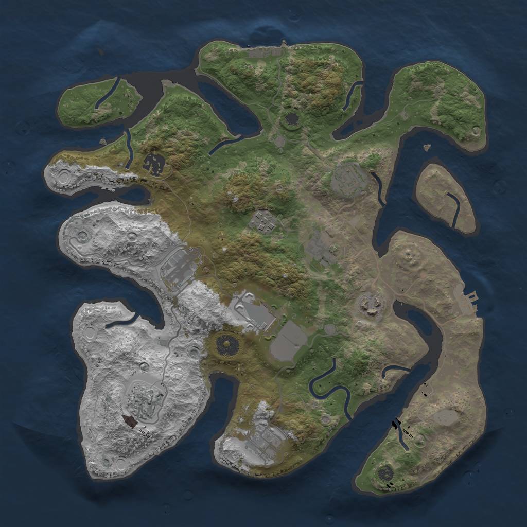 Rust Map: Procedural Map, Size: 3550, Seed: 439023, 17 Monuments