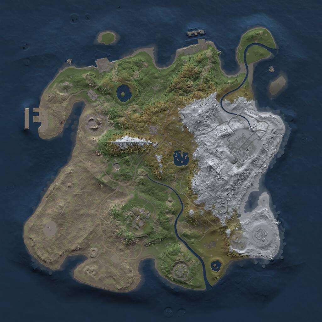 Rust Map: Procedural Map, Size: 3000, Seed: 681927, 10 Monuments