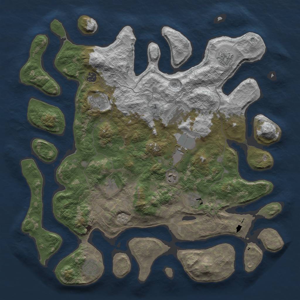 Rust Map: Barren, Size: 4500, Seed: 32611, 13 Monuments