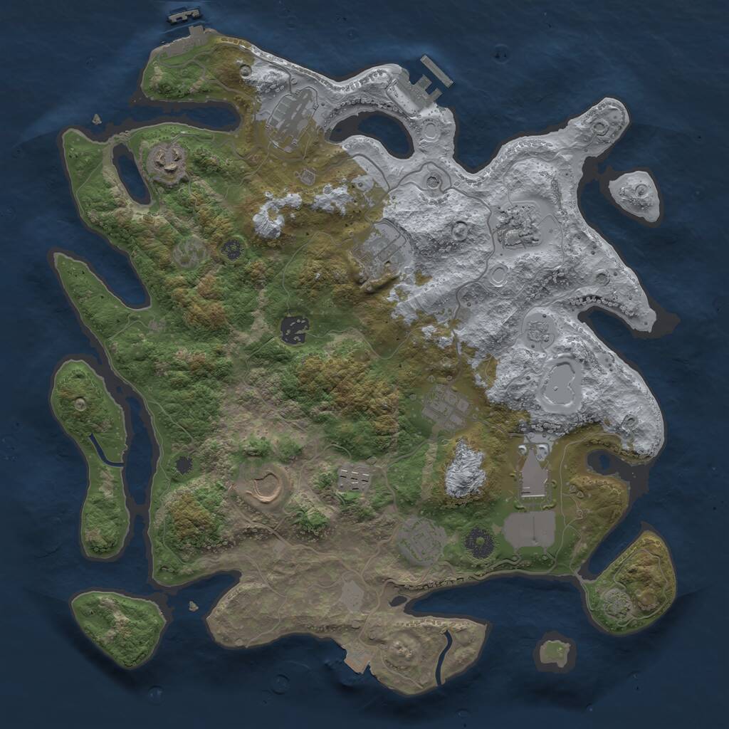 Rust Map: Procedural Map, Size: 3700, Seed: 21396, 16 Monuments