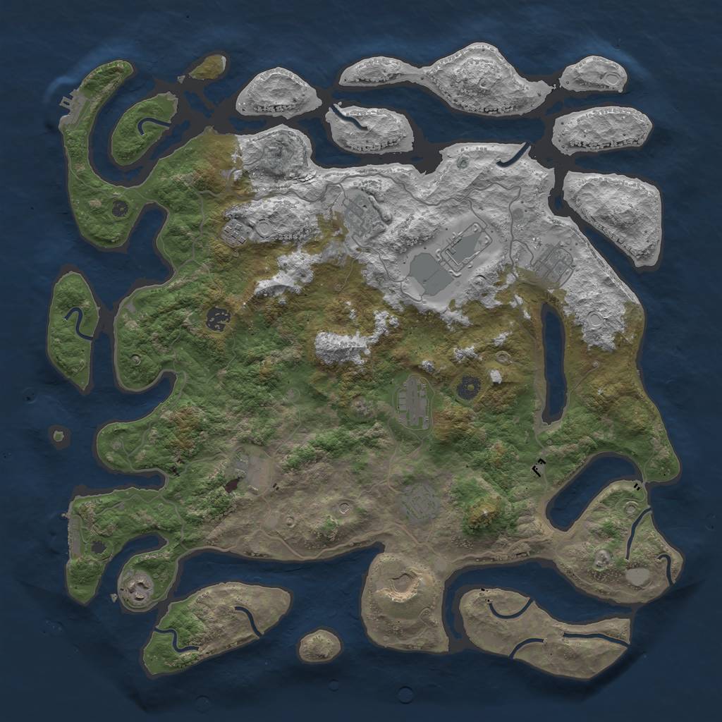Rust Map: Procedural Map, Size: 4500, Seed: 63453159, 18 Monuments