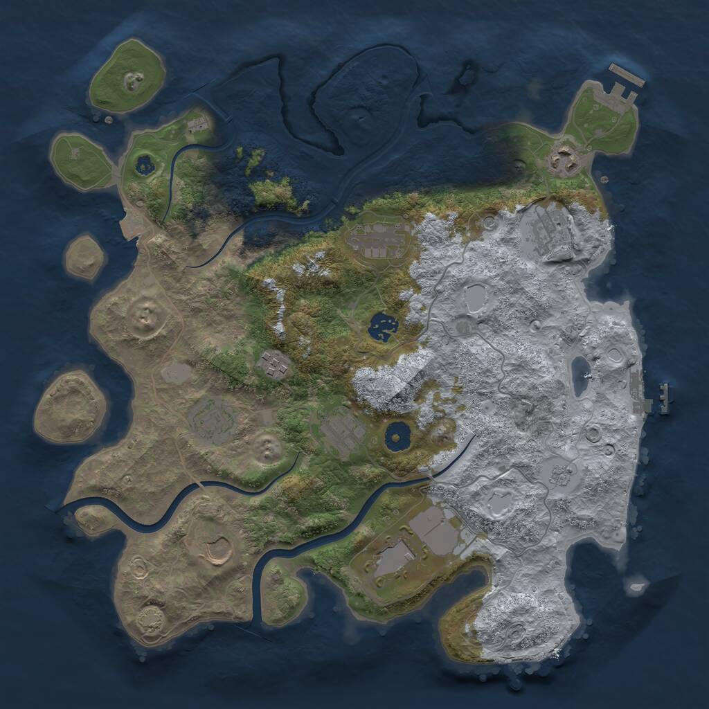 Rust Map: Procedural Map, Size: 3750, Seed: 228325771, 15 Monuments