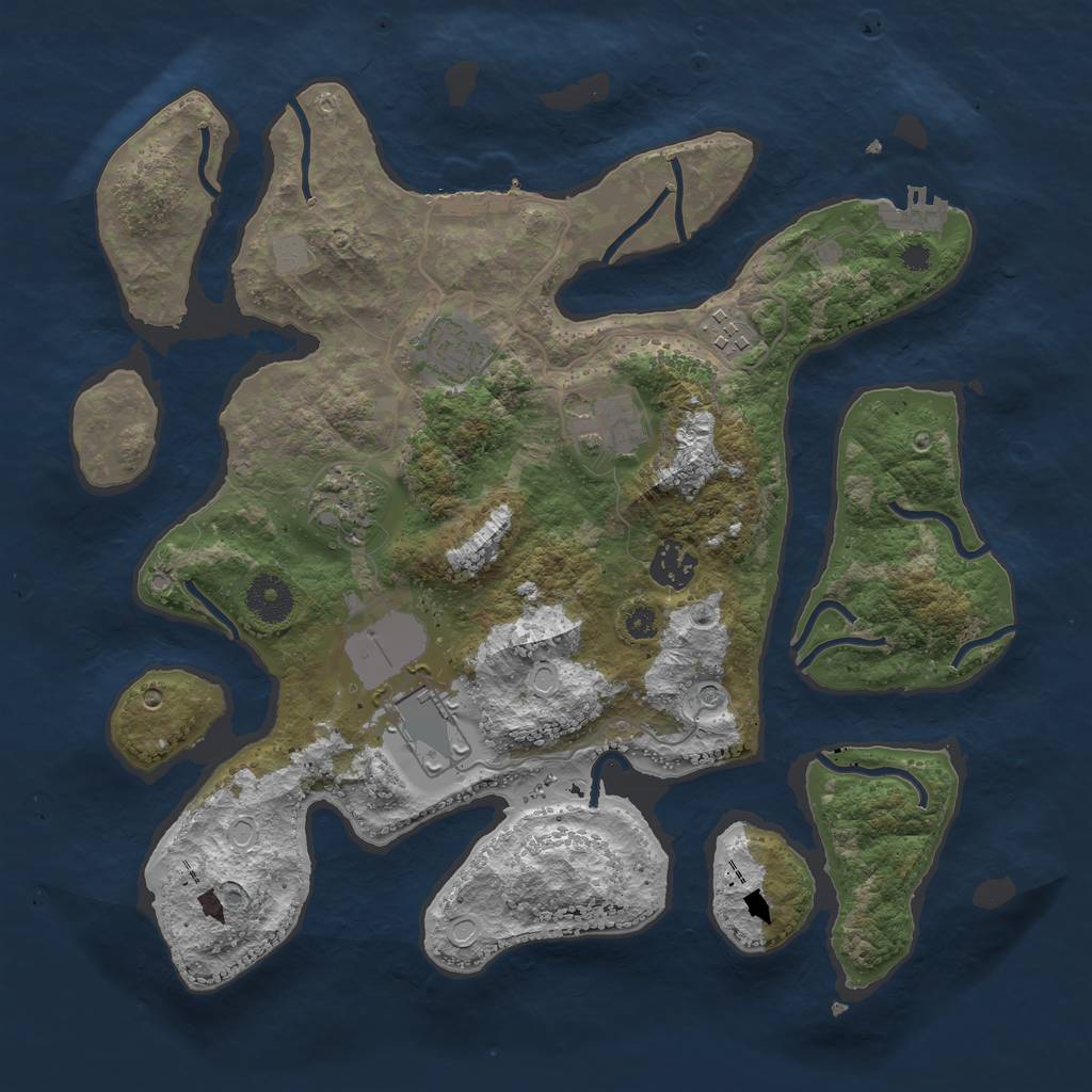 Rust Map: Procedural Map, Size: 3500, Seed: 6825, 14 Monuments