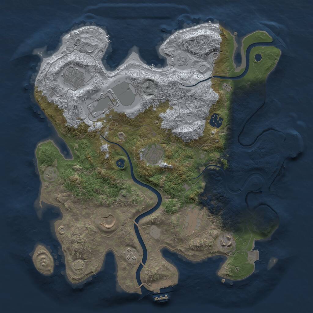 Rust Map: Procedural Map, Size: 3500, Seed: 4412, 14 Monuments