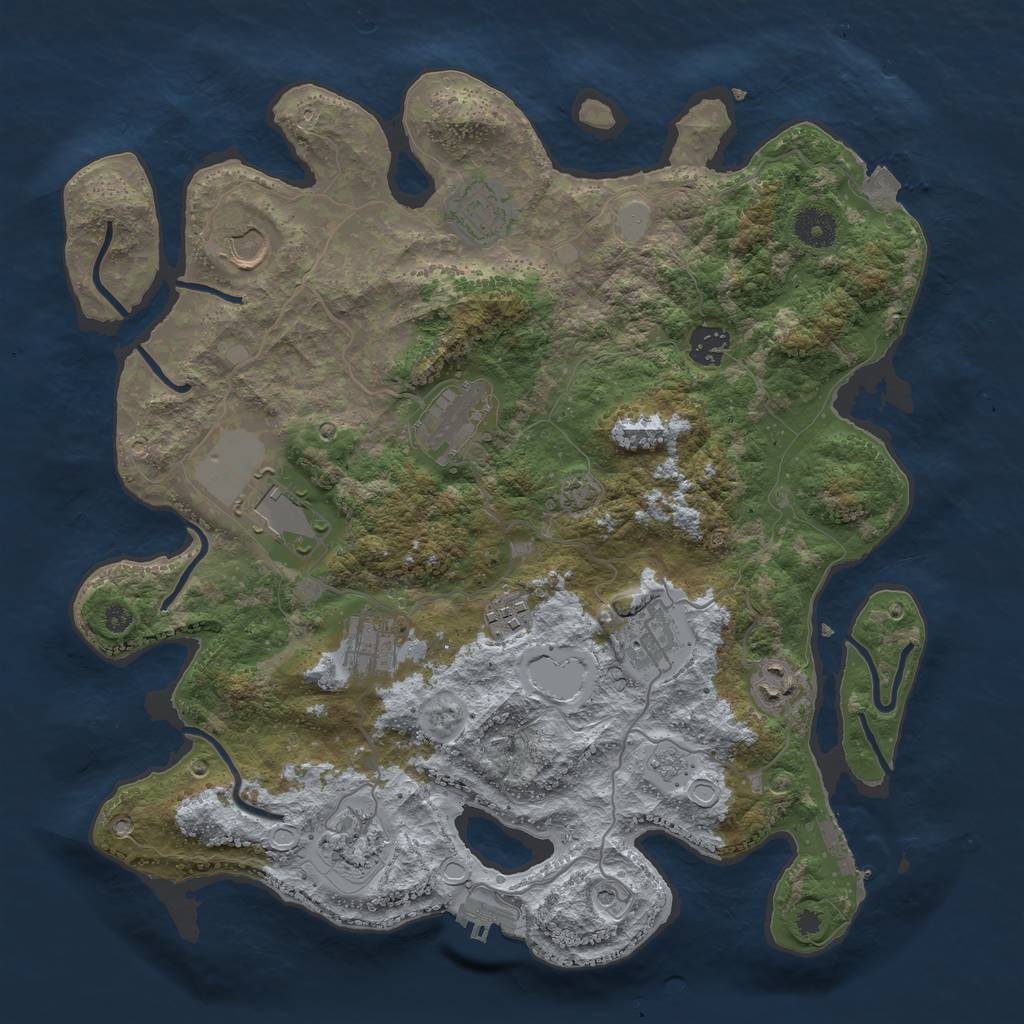 Rust Map: Procedural Map, Size: 3750, Seed: 1517123239, 18 Monuments