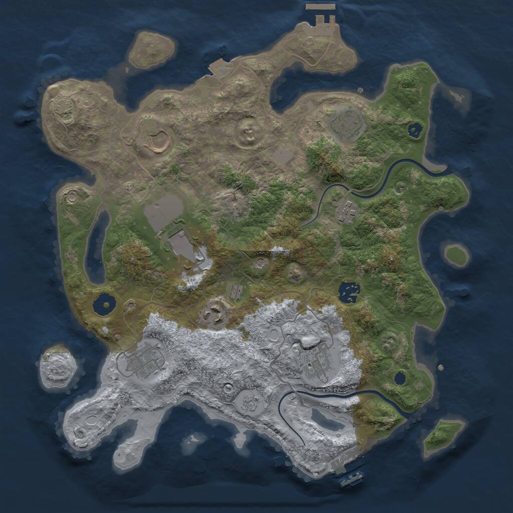 Rust Map: Procedural Map, Size: 3500, Seed: 342812386, 14 Monuments