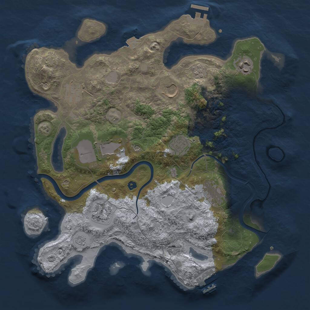 Rust Map: Procedural Map, Size: 3500, Seed: 342812386, 14 Monuments