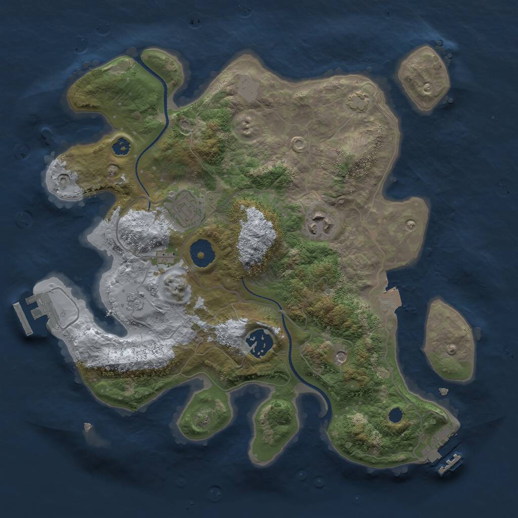 Rust Map: Procedural Map, Size: 3000, Seed: 527189, 9 Monuments