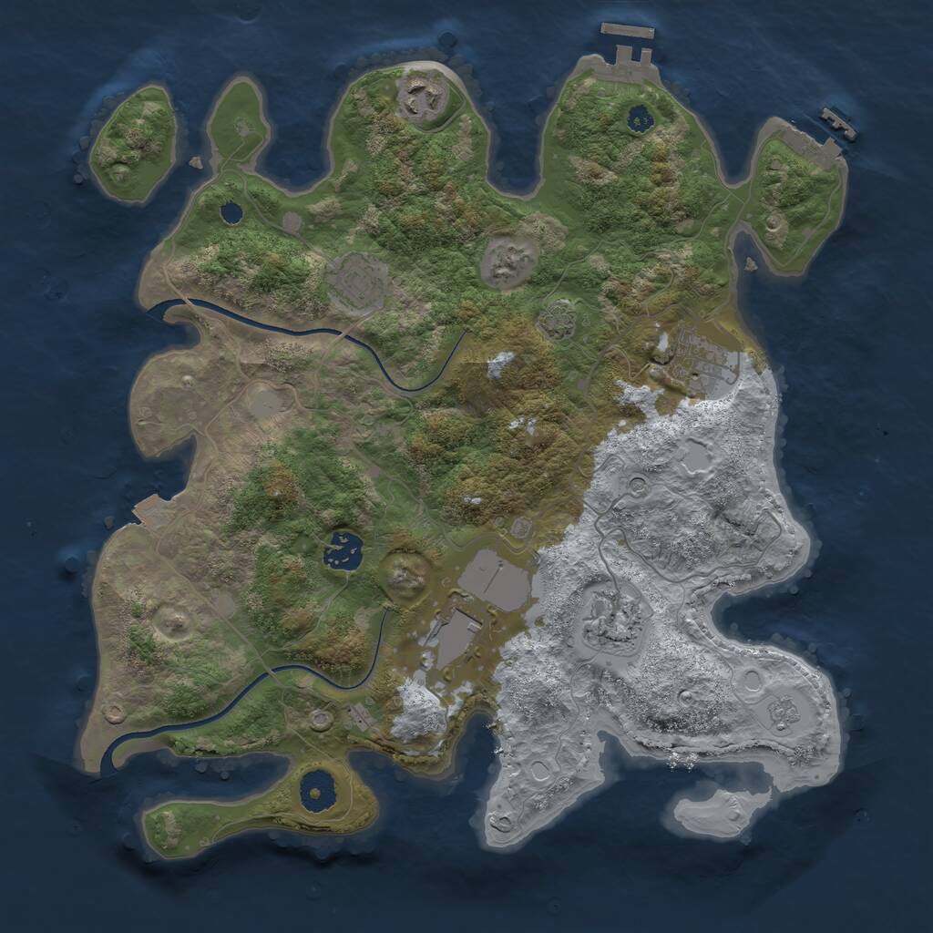 Rust Map: Procedural Map, Size: 3550, Seed: 899549, 12 Monuments