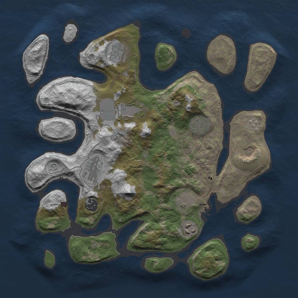 Rust Map: Barren, Size: 3500, Seed: 1441768975, 12 Monuments