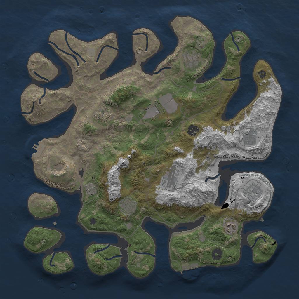 Rust Map: Procedural Map, Size: 4000, Seed: 461512235, 19 Monuments