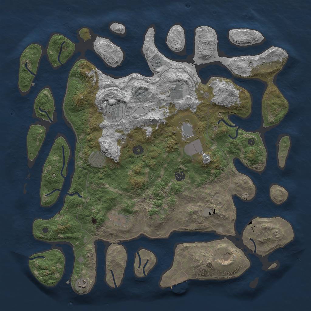 Rust Map: Procedural Map, Size: 4500, Seed: 2825864, 16 Monuments
