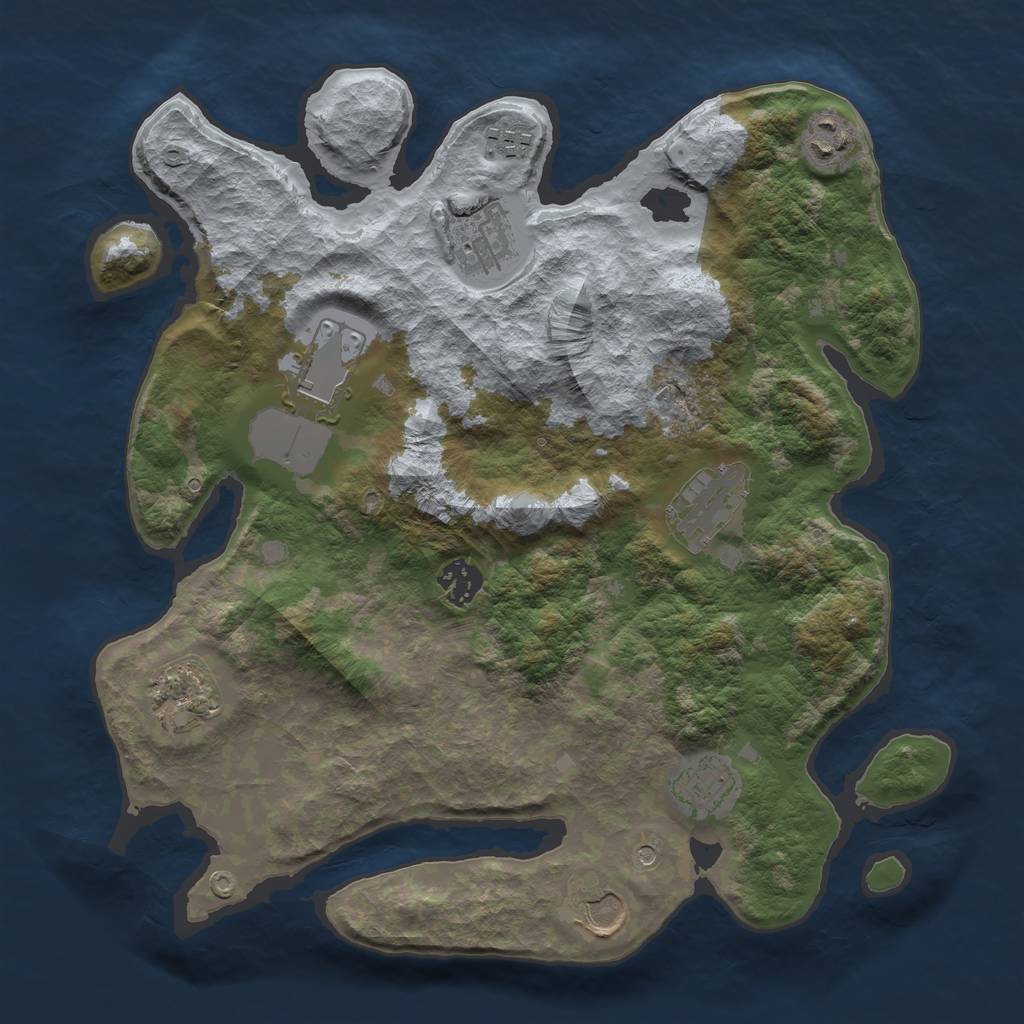 Rust Map: Barren, Size: 3500, Seed: 203, 12 Monuments