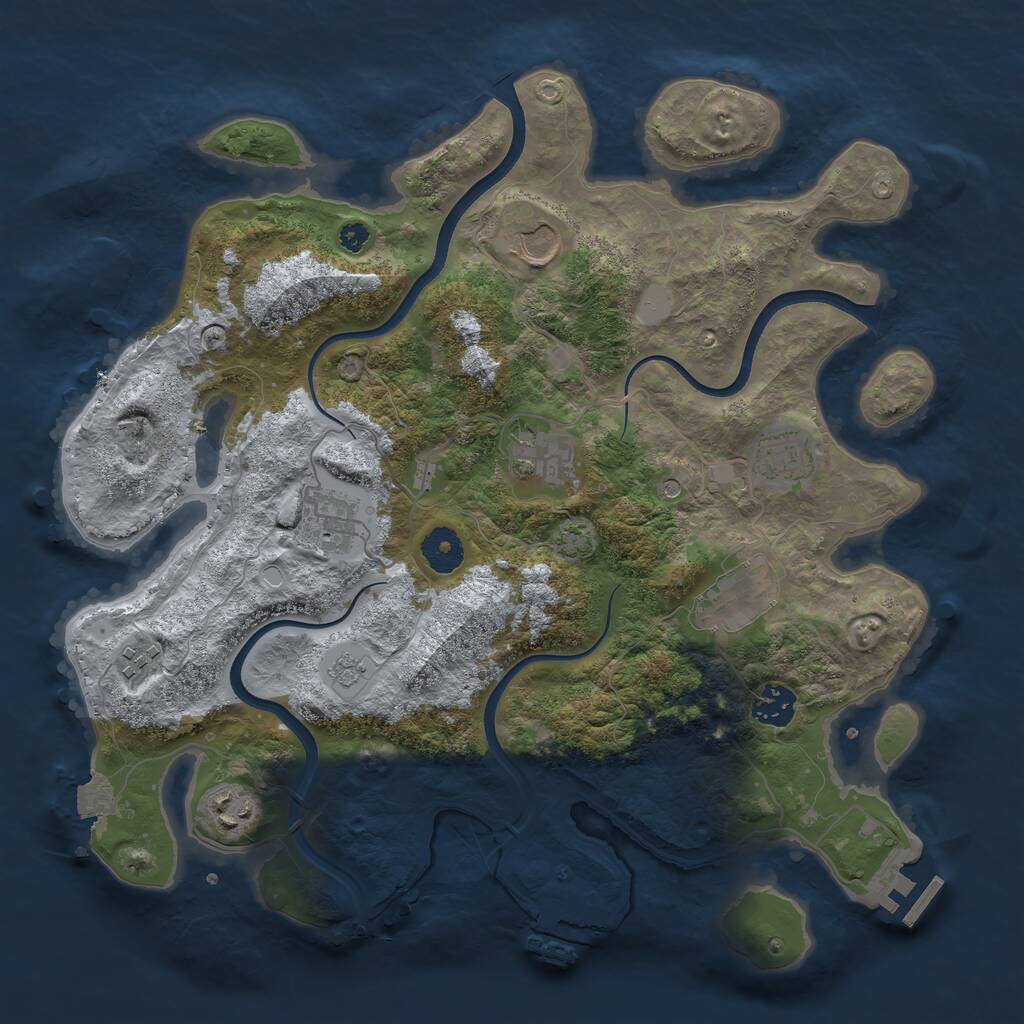 Rust Map: Procedural Map, Size: 3600, Seed: 16593, 14 Monuments
