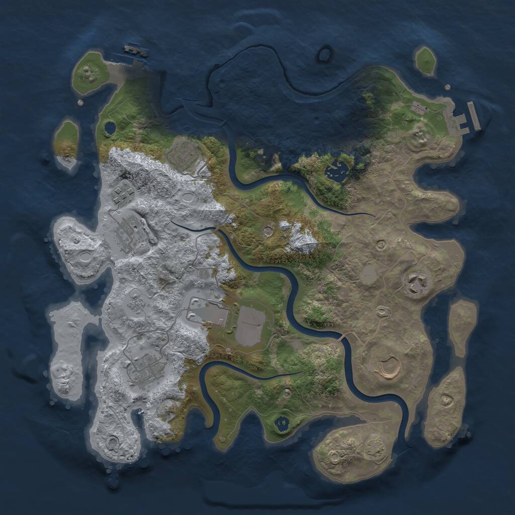 Rust Map: Procedural Map, Size: 3500, Seed: 338689349, 14 Monuments