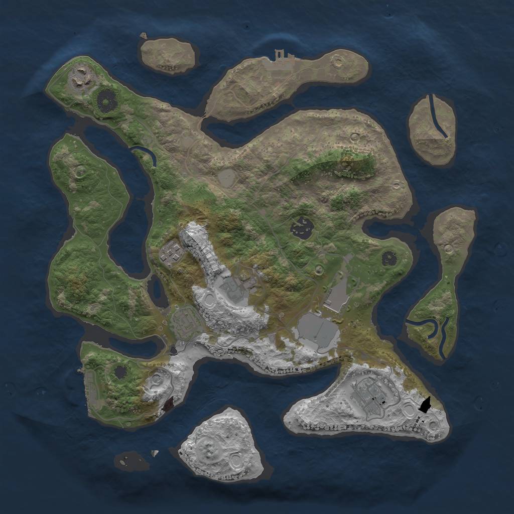 Rust Map: Procedural Map, Size: 3500, Seed: 563672, 15 Monuments