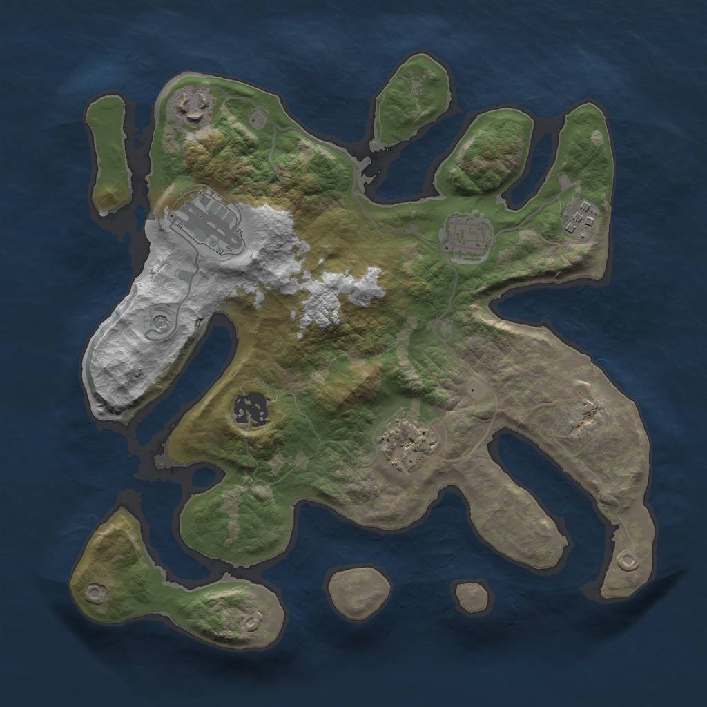 Rust Map: Barren, Size: 3000, Seed: 2067, 9 Monuments
