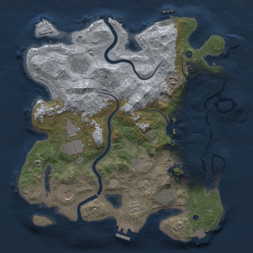 Rust Map: Procedural Map, Size: 3550, Seed: 111228, 13 Monuments