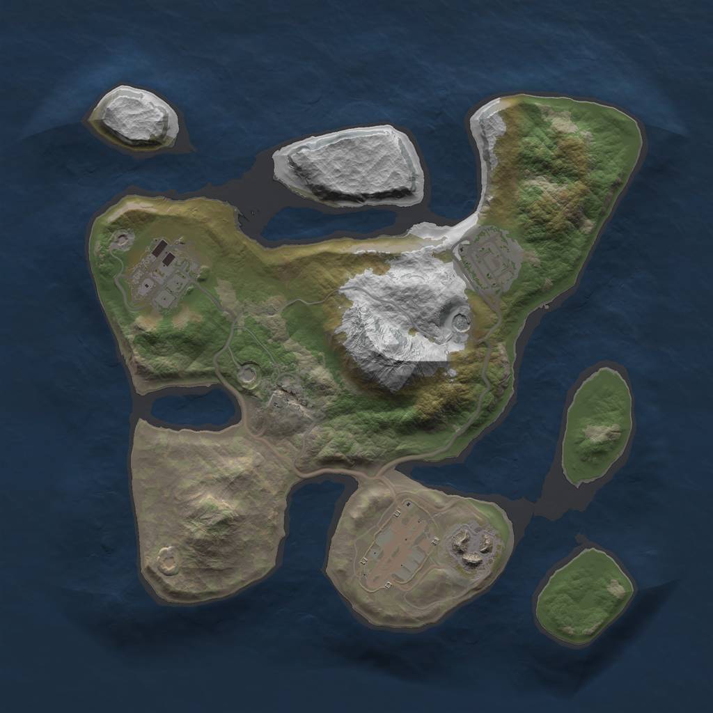 Rust Map: Barren, Size: 2500, Seed: 527, 7 Monuments
