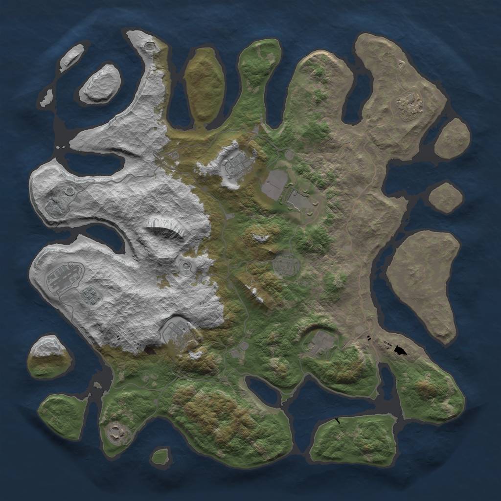 Rust Map: Barren, Size: 4500, Seed: 7121, 12 Monuments