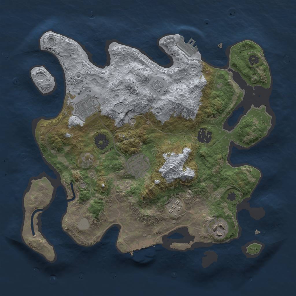 Rust Map: Procedural Map, Size: 3000, Seed: 8481, 12 Monuments