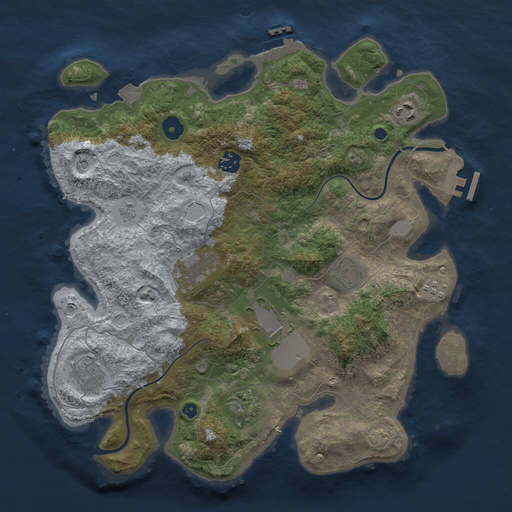 Rust Map: Procedural Map, Size: 3500, Seed: 1443057999, 14 Monuments