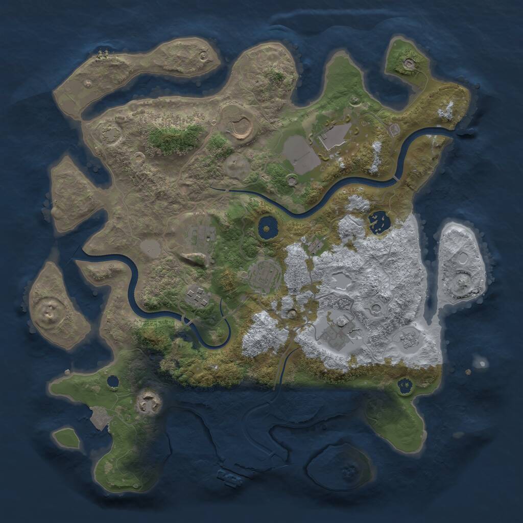 Rust Map: Procedural Map, Size: 3550, Seed: 124019, 13 Monuments