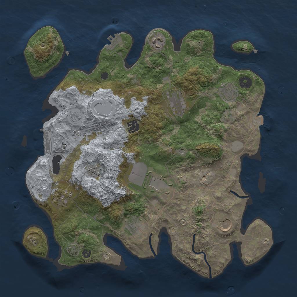 Rust Map: Procedural Map, Size: 3500, Seed: 444632424, 17 Monuments