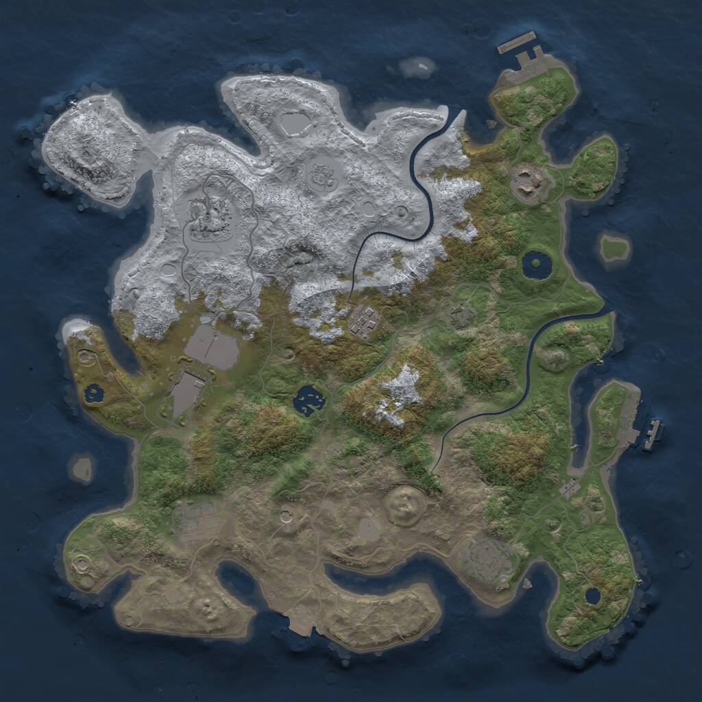 Rust Map: Procedural Map, Size: 3550, Seed: 727895, 13 Monuments