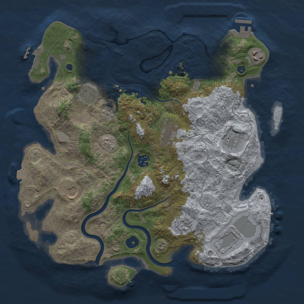 Rust Map: Procedural Map, Size: 3700, Seed: 2138732498, 15 Monuments