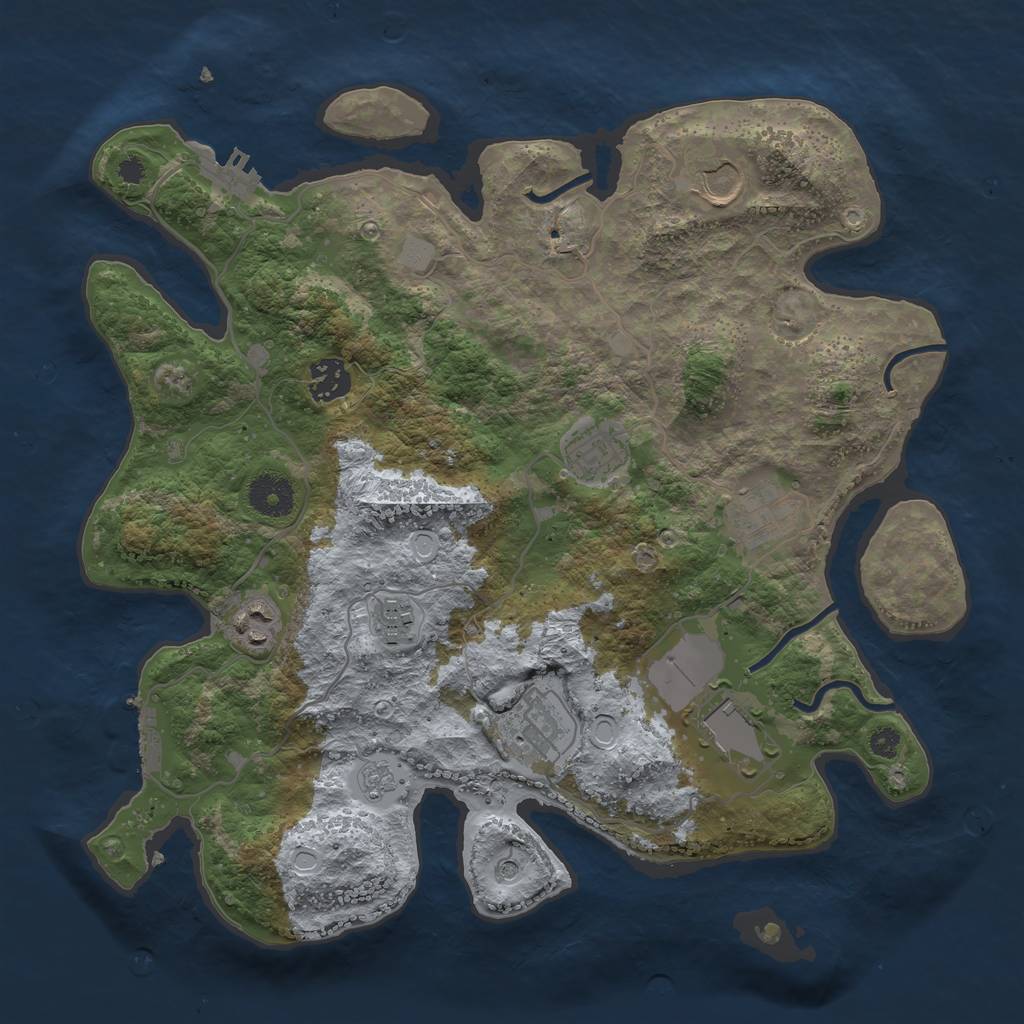Rust Map: Procedural Map, Size: 3500, Seed: 994608054, 15 Monuments