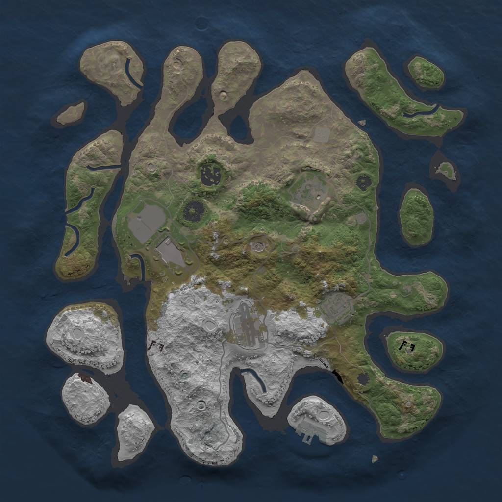 Rust Map: Procedural Map, Size: 3500, Seed: 442334575, 12 Monuments