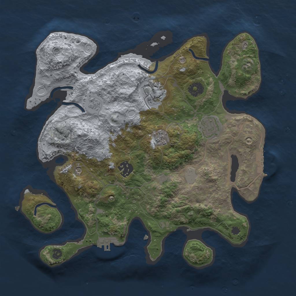 Rust Map: Procedural Map, Size: 3000, Seed: 272898, 11 Monuments