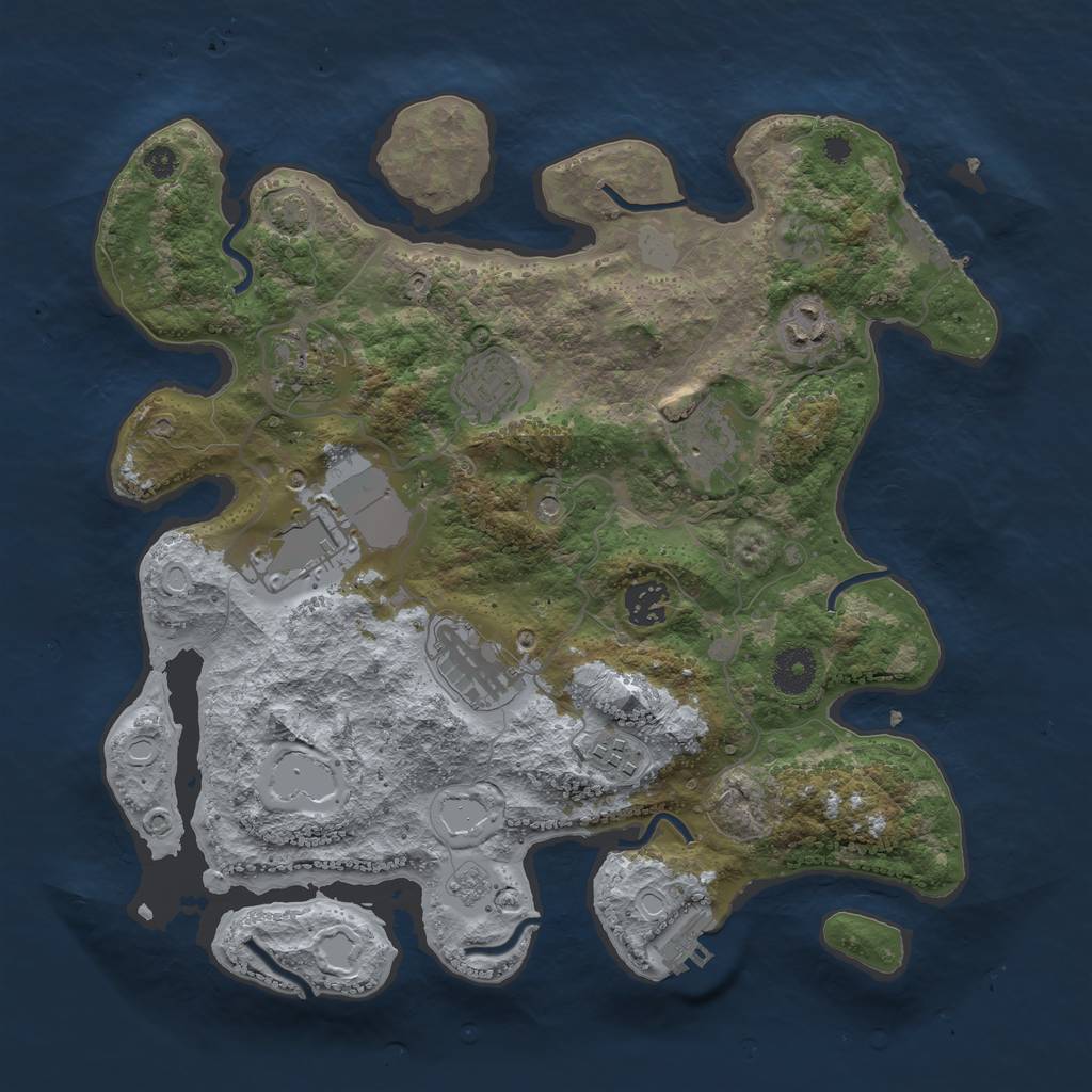 Rust Map: Procedural Map, Size: 3550, Seed: 526155, 16 Monuments