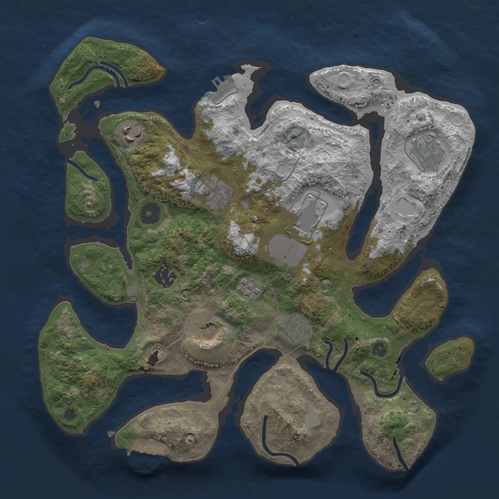 Rust Map: Procedural Map, Size: 3550, Seed: 706619, 16 Monuments