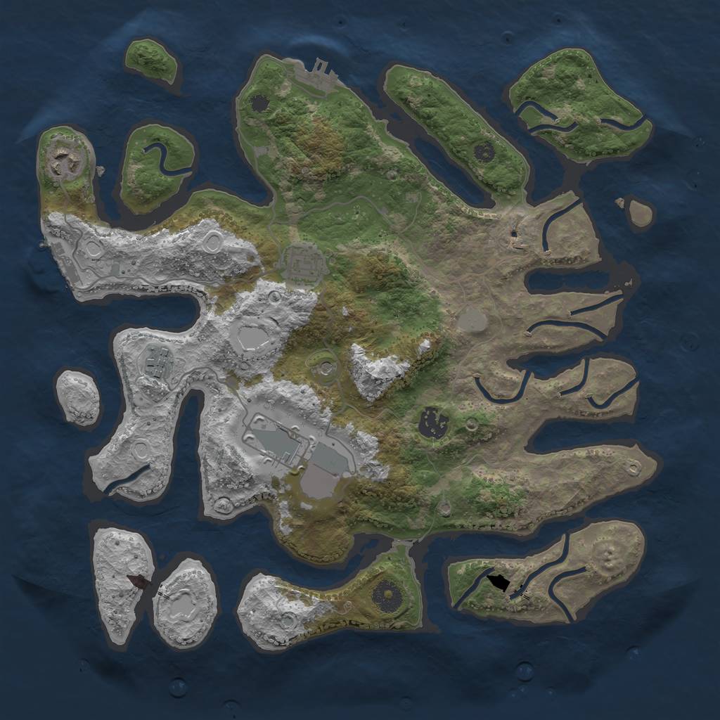 Rust Map: Procedural Map, Size: 3550, Seed: 771546, 13 Monuments