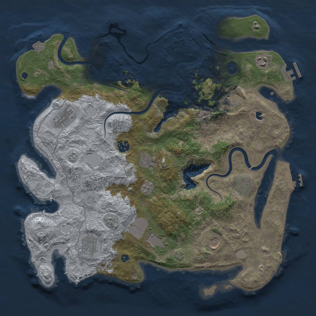 Rust Map: Procedural Map, Size: 4000, Seed: 321574, 16 Monuments