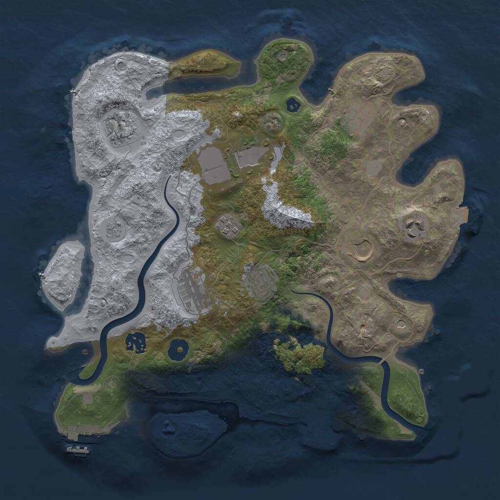 Rust Map: Procedural Map, Size: 3500, Seed: 1367473152, 15 Monuments