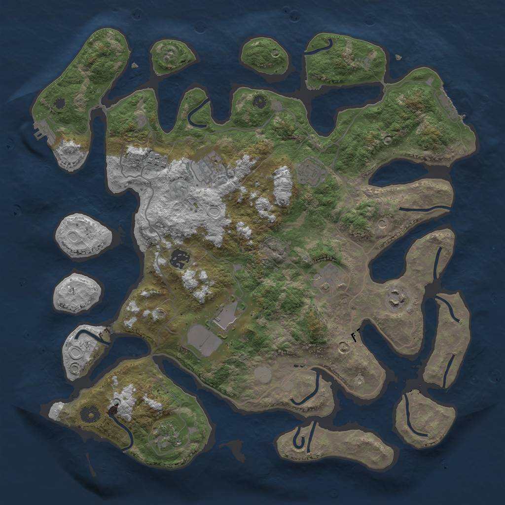 Rust Map: Procedural Map, Size: 4000, Seed: 5275, 16 Monuments