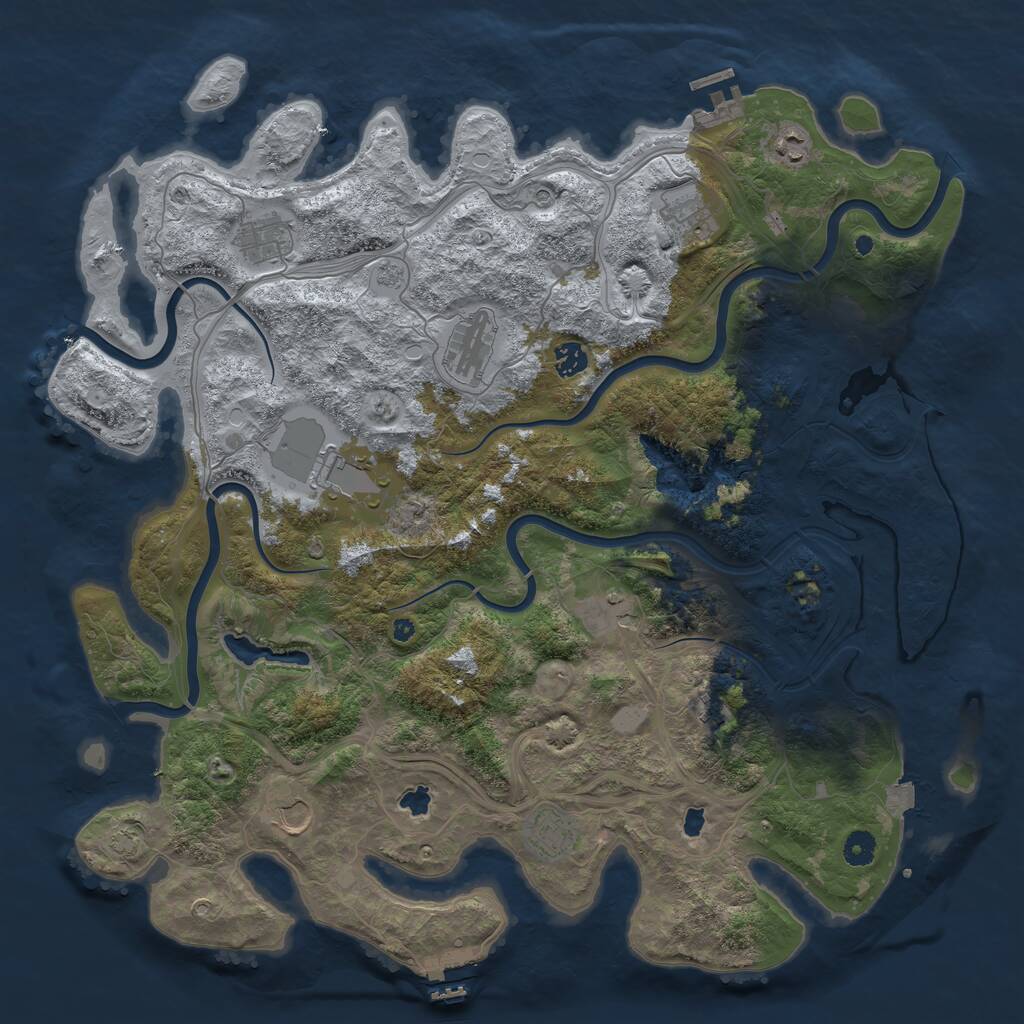Rust Map: Procedural Map, Size: 4500, Seed: 727895, 16 Monuments