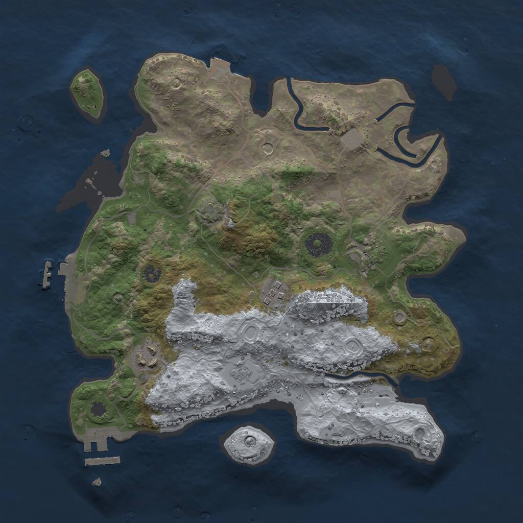 Rust Map: Procedural Map, Size: 3000, Seed: 15760, 9 Monuments