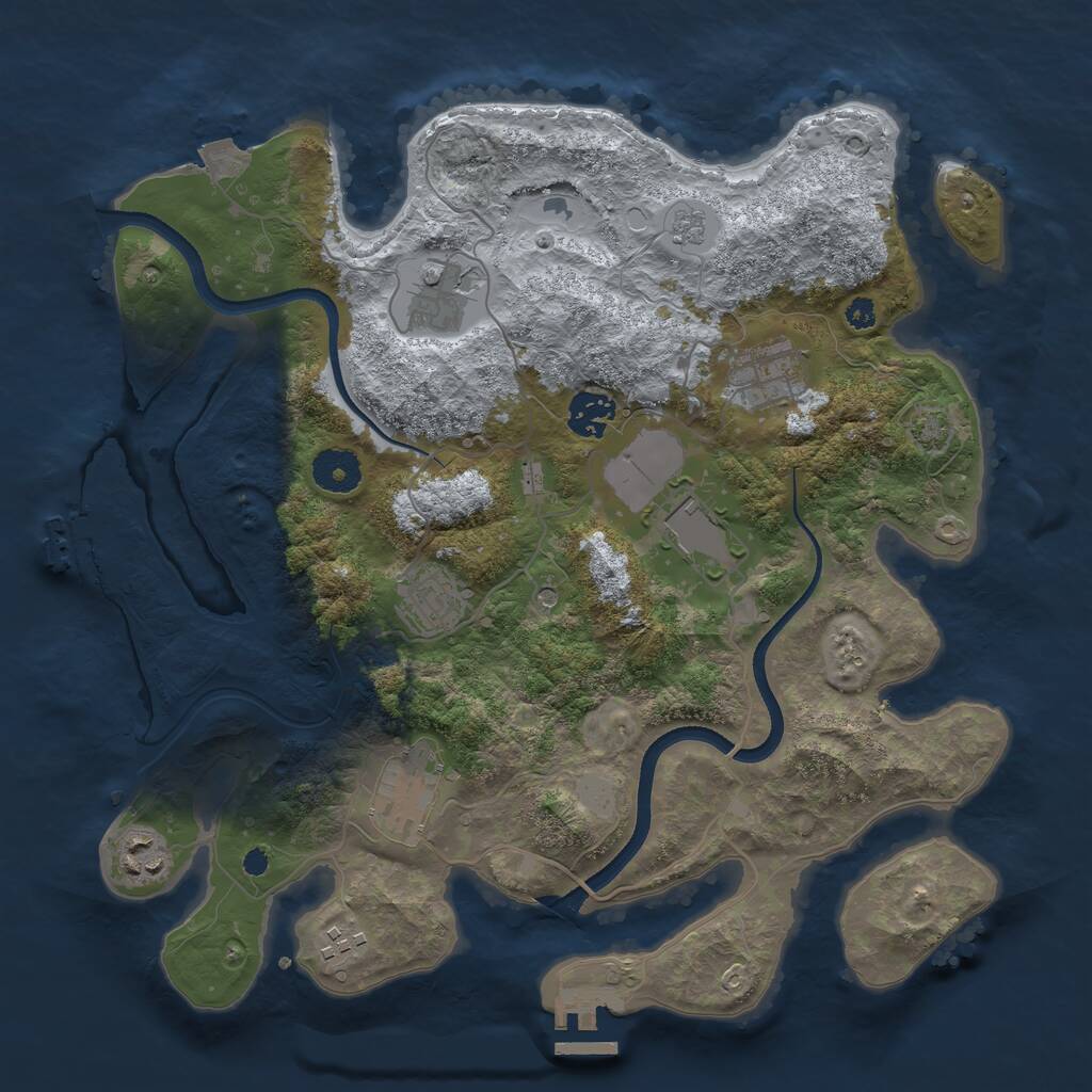 Rust Map: Procedural Map, Size: 3500, Seed: 2014725621, 14 Monuments