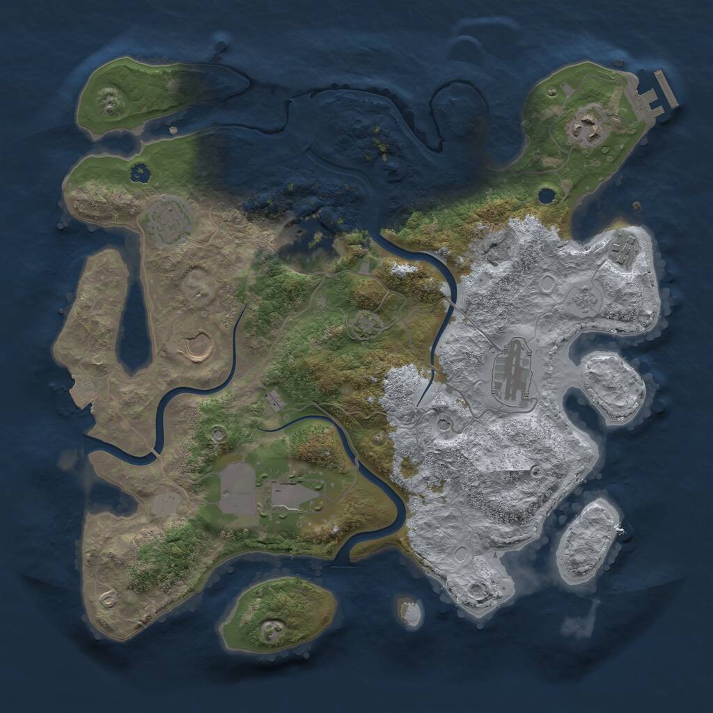 Rust Map: Procedural Map, Size: 3550, Seed: 169931, 12 Monuments